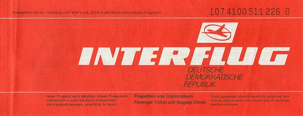 Letenka společnosti Interflug.