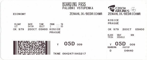Boarding Pass / palubní lístek