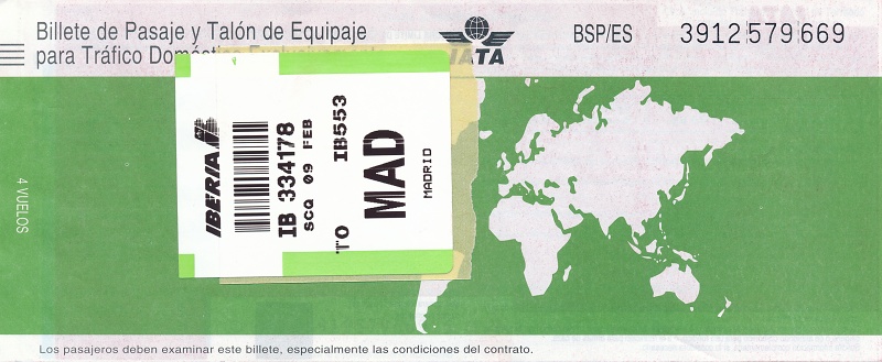 Letenka Iberia, 1999, Madrid - Santiago de Compostella